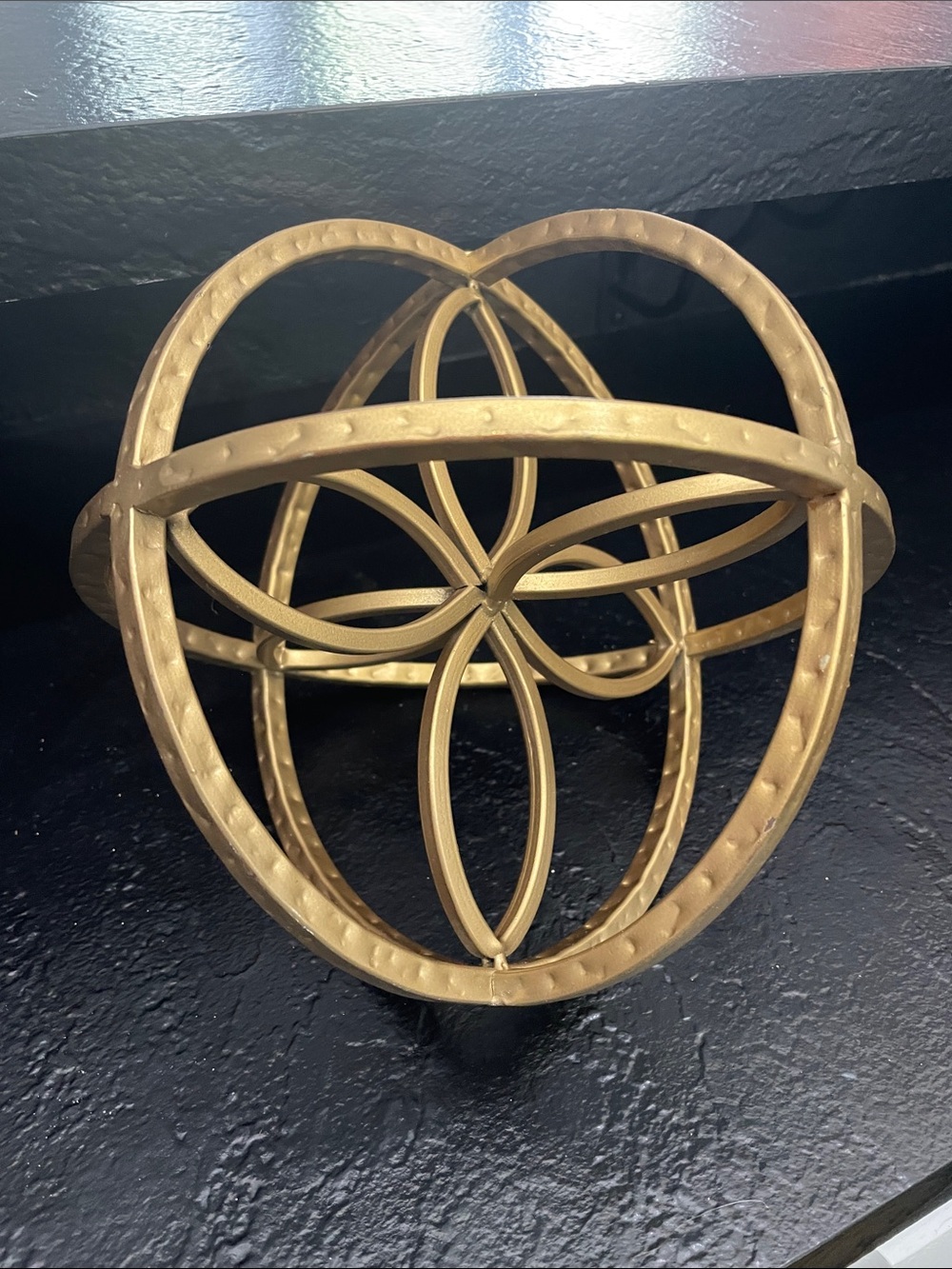Gold Decorative Orb Sculpture - Modern Home Art Accent 8 in